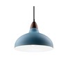 Suspension BIRK Bleu Pétrole Ø19cm - Douille E27, câble 2m, métal / bois