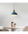 Suspension BIRK Bleu Pétrole Ø19cm - Douille E27, câble 2m, métal / bois