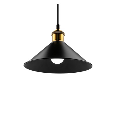 Suspension noire Ø22cm - Douille E27, câble 2m, noir/laiton
