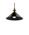 Suspension noire Ø22cm - Douille E27, câble 2m, noir/laiton