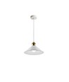 Suspension blanche Ø22cm - Douille E27, câble 2m, blanc/laiton