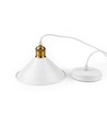 Suspension blanche Ø22cm - Douille E27, câble 2m, blanc/laiton
