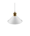 Suspension blanche Ø22cm - Douille E27, câble 2m, blanc/laiton