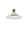 Suspension blanche Ø22cm - Douille E27, câble 2m, blanc/laiton