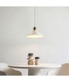 Suspension blanche Ø22cm - Douille E27, câble 2m, blanc/laiton