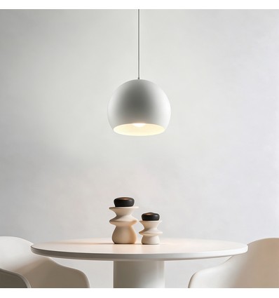 Suspension blanche Ø20cm - Douille E27, câble 2m, métal