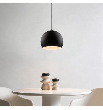 Suspension Noire Ø20cm - Douille E27, câble 2m, métal