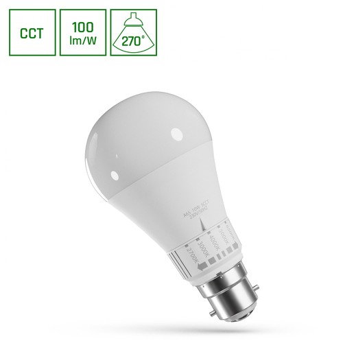 Ampoule LED B22 10W - 5CCT, GLS, 5 couleurs de lumière en une
