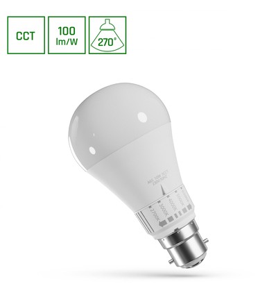 Ampoule LED B22 10W - 5CCT, GLS, 5 couleurs de lumière en une
