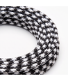 5m Câble textile 2x0.75 mm² - 230V, motif damier noir/blanc