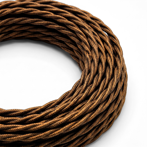 Câble textile 5m 2x0,75 mm² - 230V, Marron torsadé