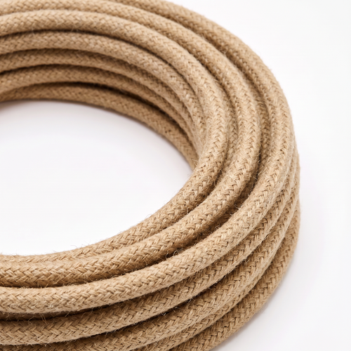 5m Câble textile 2x0.75 mm², fil tissu - 230V, Jute/Beige