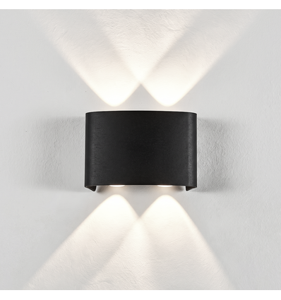 Applique murale 4W CURVE - IP65, noir, haut/bas, extérieur, avec source
