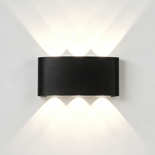 Applique 6W CURVE - IP65, noir, haut/bas, extérieur, source incluse