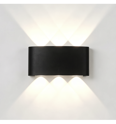 Applique 6W CURVE - IP65, noir, haut/bas, extérieur, source incluse