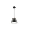 Suspension grise Ø16cm - Douille E27, câble 2m, métal / bois