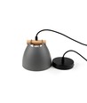 Suspension grise Ø16cm - Douille E27, câble 2m, métal / bois