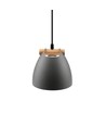Suspension grise Ø16cm - Douille E27, câble 2m, métal / bois