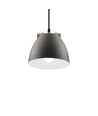Suspension grise Ø16cm - Douille E27, câble 2m, métal / bois