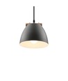 Suspension grise Ø16cm - Douille E27, câble 2m, métal / bois