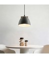 Suspension grise Ø16cm - Douille E27, câble 2m, métal / bois