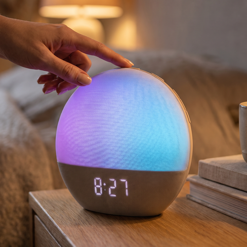 Réveil Wake-up Light, effet lever de soleil - Enceinte Bluetooth 5.3, sons de sommeil, dimmable