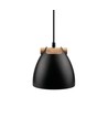 Suspension HOLM Noire Ø16cm - Douille E27, câble 2m, métal / bois