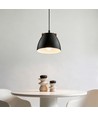 Suspension HOLM Noire Ø16cm - Douille E27, câble 2m, métal / bois
