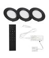 3x Spot meuble Reco68 dimmable, Noir - Choisissez alimentation RF/WiFi/Zigbee (télécommande incl.)