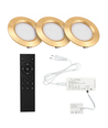 3x Spot meuble Reco68 dimmable, Or - Choisissez alimentation RF/WiFi/Zigbee (télécommande incl.)