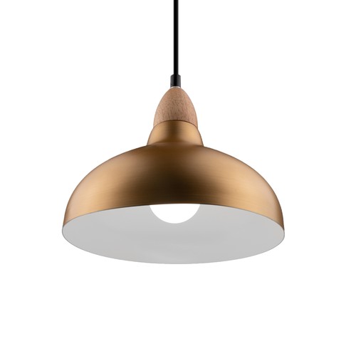 Suspension BIRK Laiton Brossé Ø24cm - Douille E27, câble 2m, Aluminium