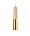 Suspension cylindre MALM E14 or/bois - câble 2m, avec rosace, sans source lumineuse