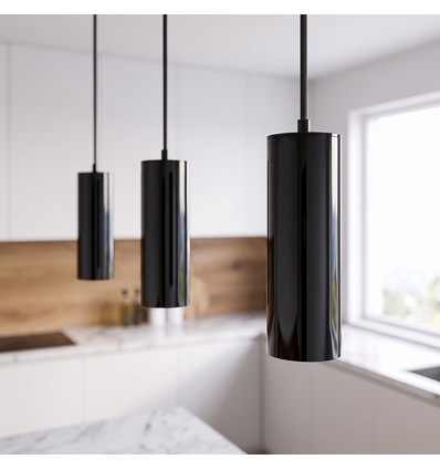 Suspension cylindre MALM E14 noir - câble 2m, avec rosace, sans source lumineuse