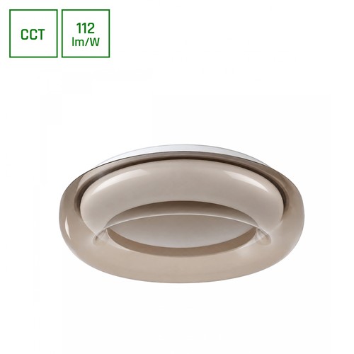 Plafonnier AURA avec télécommande - Bord en verre fumé haut, dimmable, Ø40cm, 24W, 3 couleurs