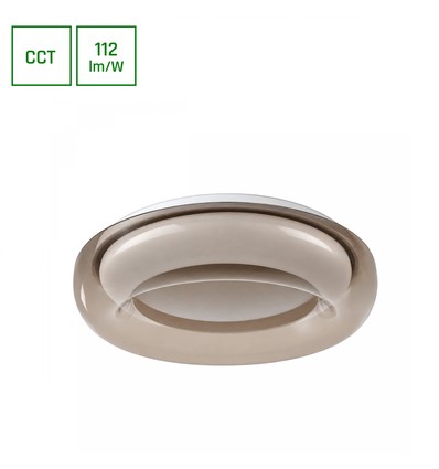 Plafonnier AURA avec télécommande - Bord en verre fumé haut, dimmable, Ø40cm, 24W, 3 couleurs