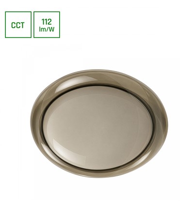 Plafonnier AURA avec télécommande - Bord en verre fumé, dimmable, Ø40cm, 24W, 3 couleurs de lumière