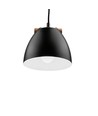 Suspension HOLM Noire Ø16cm - Douille E27, câble 2m, métal / bois
