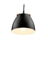 Suspension HOLM Noire Ø16cm - Douille E27, câble 2m, métal / bois