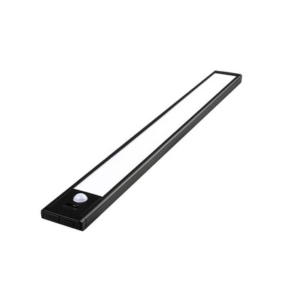 Éclairage d'armoire à batterie - 40 cm, noir, capteur PIR, rechargeable