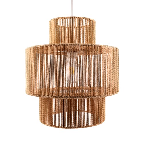 Suspension marron Ø40cm - Douille E27, câble 2m, cordon en papier