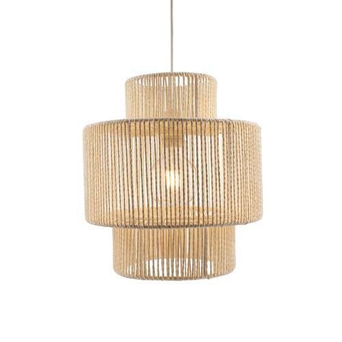 Suspension Beige Ø30cm - Douille E27, câble 2m, corde de papier tressée