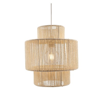 Suspension Beige Ø30cm - Douille E27, câble 2m, corde de papier tressée