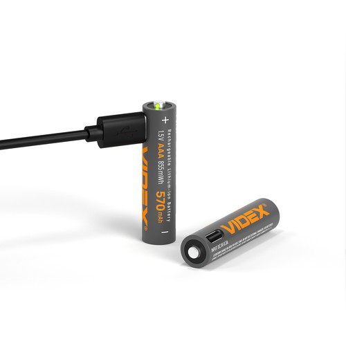 2 pcs Piles AAA, rechargeables USB-C - 1,5V, 570mAh, Li-ion