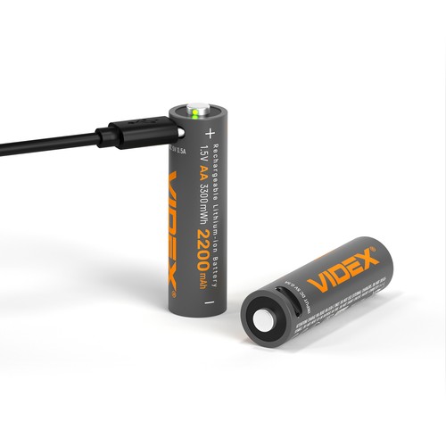 2 pcs Piles AA, rechargeables USB-C - 1,5V, 2200mAh, Li-ion