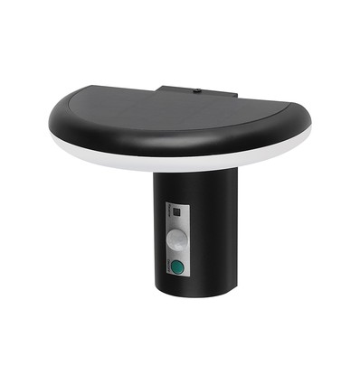 Borne LED solaire 2W avec capteur - IP54, 3000K, noir