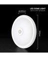 Plafonnier LED 12W - Rond, capteur PIR, puce Cree, blanc, 6400K