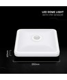 Plafonnier LED avec détecteur 12W, CCT - 3 teintes, capteur PIR, 6 ans de garantie, Cree, carré, blanc