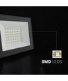 V-Tac 30W Projecteur LED - Noir, 6500K, Slimline