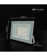 Projecteur LED 30W - Boîtier blanc, 6500K