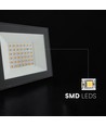 Projecteur LED Slim 30W V-Tac - Boîtier noir, 4000K